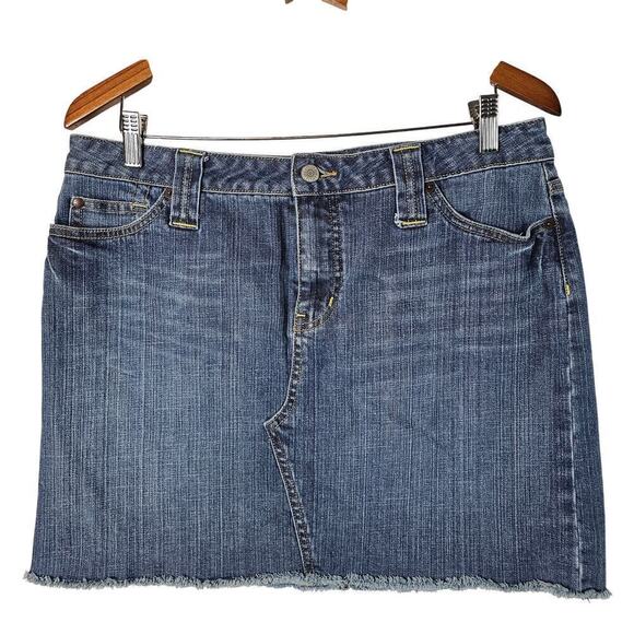 Vintage The Limited Y2K Denim Skirt Womens Size 12 Blue Stretch Micro Retro - Picture 1 of 8